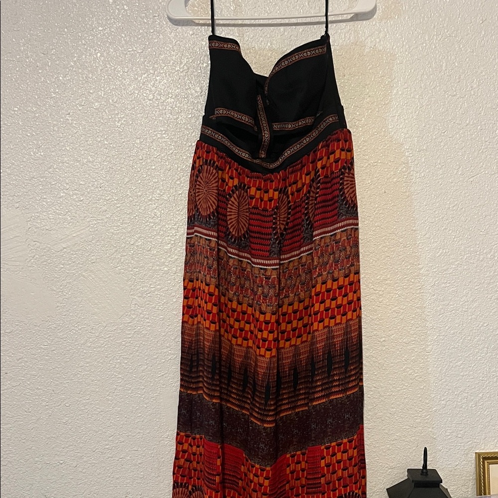 Sans Souci Black and Red Geometric Maxi Dress